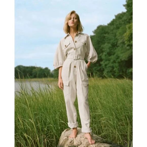 Divine Heritage Jumpsuit Womens Extra Small Raglan Sleeve Utility Button Down - Picture 1 of 13